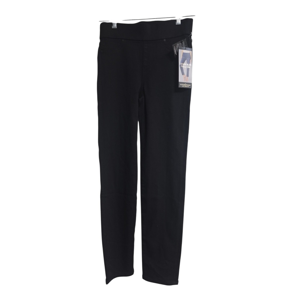 NWT Liverpool Los Angeles Womens Black Denim Slim Pull On Jeans‎ Size 0/25 #1